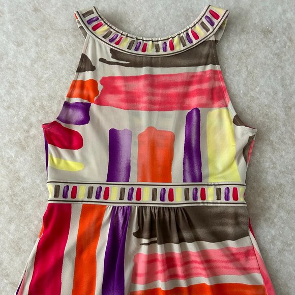 BCBG Max Azria Banded Crew Neck Sleeveless Multi-Stripe Top with Small Peplum XS - Picture 12 of 13